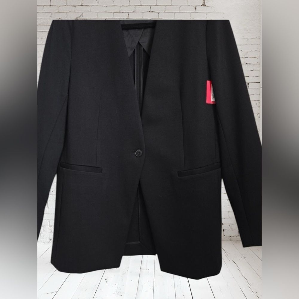 SPANX Ponte Perf Collarless Blazer Single Button Classic Black Oversized L - Picture 9 of 10